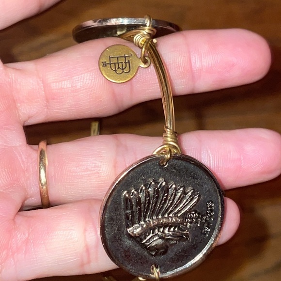 •BOURBON & BOWTIES•PEWTER & SILVER CHEIFT INDIAN EST.2013 BANGLE BRACELET EUC - Picture 6 of 9